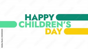 Happy Children's Day colorful motion graphics seamlessly loopable text animation on a white or black background great for wishing and celebrating happy childrens day on 1 june Stock Video