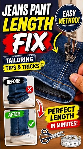 How to Jeans Pant Length Fix Easy Method 🔥👖✂️ Tailoring Tips & Tricks