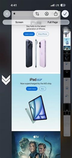 How to take full page screenshot in your iPhone😱 #viral #iphone #shorts #iphonetips #tech #reels