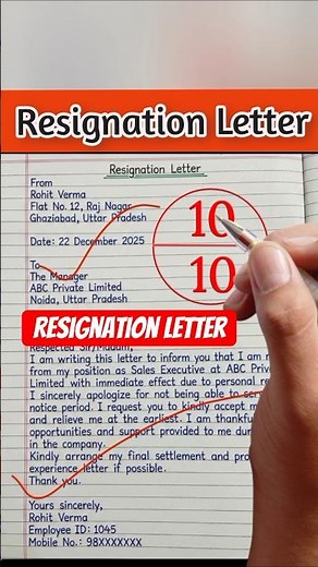 Resignation letter Writing Format | Full Marks (10/10) Easy Guide | 10 Out of 10