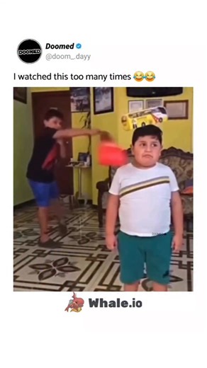 𝗗𝗢𝗢𝗠𝗘𝗗 ⚠ on Instagram: "Two brothers, one simple game—balance something on your head and let the other try to knock it off with a swinging glove. At first, it looks all fun and fair. The kid in the white t-shirt carefully balances the toy bus, his brother in black shirt gears up, swings, and boom—the bus falls perfectly. Clean win, everyone’s smiling. But then comes round two. Tables turn, now the black-shirted brother takes the challenge, toy on his head, ready for payback. The white-shir