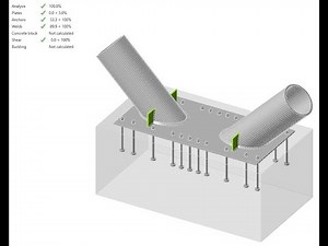 Complex Base Plate Design With Stiffeners (Ribs) For Two Inclined Columns _ Tutorial