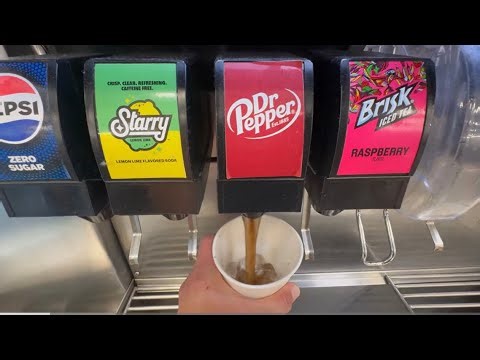 Collection of Soda Drink Refills at Soda Fountains POV ASMR Coke Dr Pepper Sprite Pepsi Mountain Dew