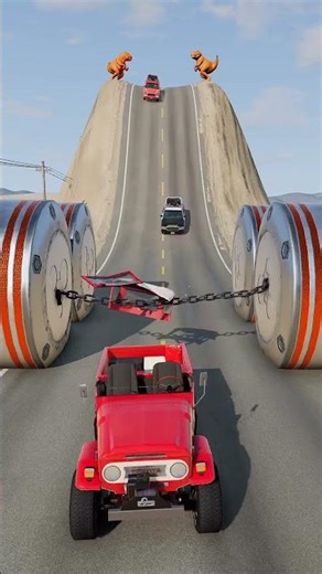 Cars & School Bus vs Chained Hydraulic Crush - Kids Flash⚡ #car #kidflash #kids #cartoon