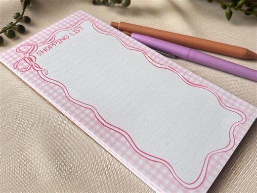 Cute Stationery Magnetic Note Pad Bundle Shopping List Pastel Gingham Preppy Organization Gift Set Coquette Aesthetic Bow Note Pad - Etsy