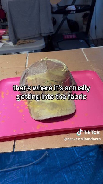 Part 1 - Coating a hat with beeswax to water proof it. This part is not great and most of the wax is stuck on the surface of the cap. If only there were a way to infuse it with the fabric? Any ideas? #beavertailoutdoors #beeswax #smallbusiness #waxedhat #fail #research