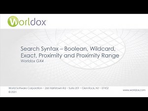 Search Syntax - Boolean, Wildcard, Exact, Proximity and Proximity Range