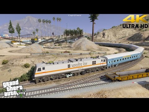 GTA 5 Ultimate Train Mod | Long Indian Passenger Train Chase with WAP-7 & 30 ICF Coaches