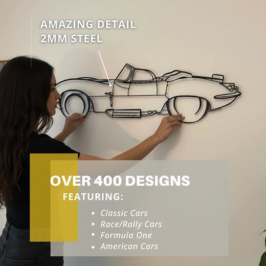 26 reactions · 3 comments | Laser cut car wall art made in the UK.  These range from 60cm to 100cm. these wall silhouettes have been crafted with care and detail, ready to make a bold statement on our customer’s walls Perfect Gift for any PetrolHead | Car Wall Art UK | Facebook