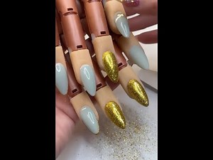 Beginner Gel Full Cover Nail Tips | Full Set of Gel Polish with Glitter & Micro French