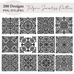 Filigree SVG Files, Ornament Pattern Svg, Filigree Svg, Pattern Bundle, Seamless Pattern Svg, Svg Cut File, Tiles Svg Bundle, Pattern Svg - Etsy
