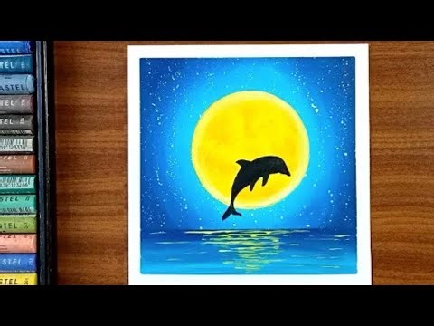 Moonlight drawing | oil pastel drawing | drawing for beginners