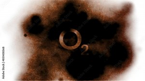 Motion graphics of O2 text with burning background effects.