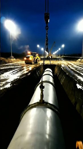 Night Shift Heroes: Installing a Massive Pipeline! 🏗️🌃