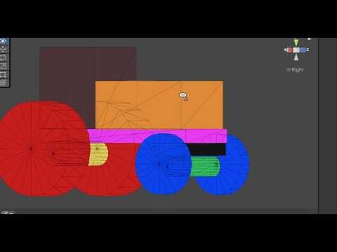 Make a Beginner Level 3d Block Model Of a Tractor In unity Editor.