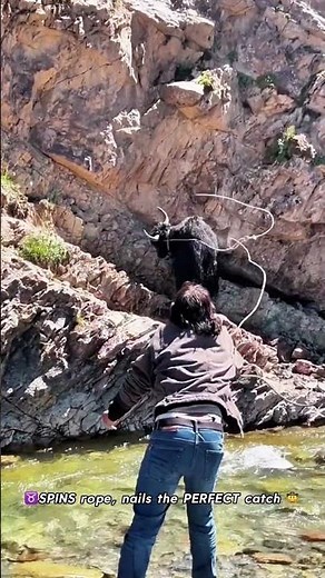 One throw, one CATCH — cowboy SKILL 💥🐂