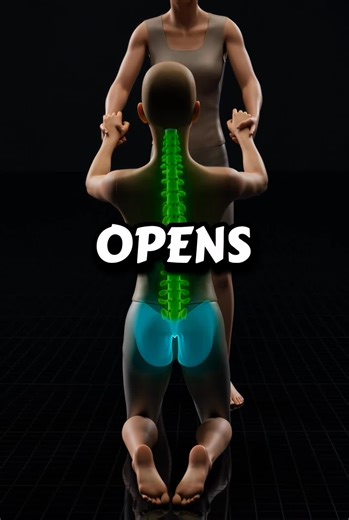 Ever wonder what’s actually happening inside your body during a deep stretch? 🦴✨ ​This assisted backbend isn't just about flexibility—it’s a masterclass in kinetic chain activation. Watch how the glutes fire (red) to stabilize the pelvis while the hip flexors and abs (magenta) reach full extension. ​By driving the hips forward and lifting the ribcage, you create space in the thoracic spine rather than just