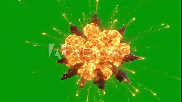 explosion with fire green screen. video editing, movie productions, special effects, and creating realistic fire explosion animations. graphic resources.
