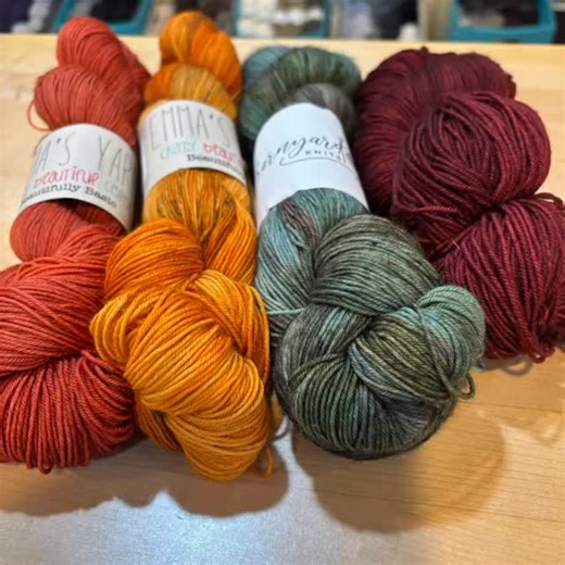 Stephen West’s annual mystery shawl knit-a-long has arrived, with the first clues coming out at the beginning of October. The Mystery MusiKAL uses 4 skeins of fingering weight, and if you need some inspiration, we are here for you! Choose from any of these combinations or let us help you choose your own favorite colors, so you will be ready to begin when the first clue arrives! #Lys #localyarnshop #knit #knitting #knittinginspiration #handdyedyarn #yarnlove #keepyarnonourstreets #knitstagram #kn