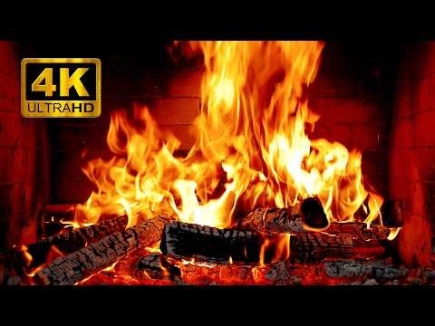 Cozy 4K Fireplace with Crackling Fire Sounds | 12 Hours Relaxing Ambience 🔥