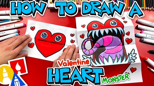 How To Draw A Heart Monster - Folding Surprise