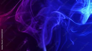Smoke background.Smoky wallpaper.Smoke texture in blue and red light.Beautiful movement of a stream of smoke on a black background