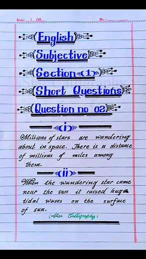 238K views · 2.9K reactions | Easy and Attractive English Paper Presentation for Board Exam #PaperPresentation #starcalligraphy #boardexam #gk | Star Calligraphy | Facebook