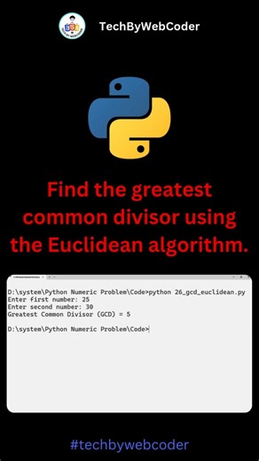 Day 26: GCD (Euclidean Algorithm) Number in Python