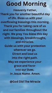 5.3K views · 91 reactions | A morning prayer for your day. Share to bless others. #goodmorning #MorningPrayer #morninginspiration #morning #prayer | God Did The Miracle | Facebook