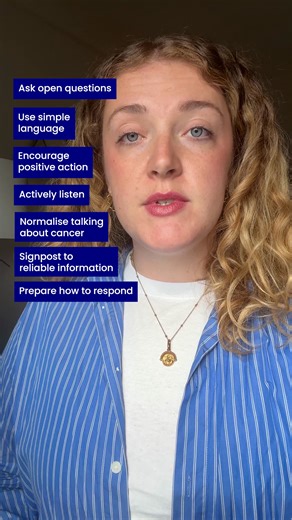 8.5K views · 469 reactions | 10 practical tips to help you talk to someone with cancer ️ We’re here to help with practical tips to make talking about cancer a bit easier. | Cancer Research UK | Facebook