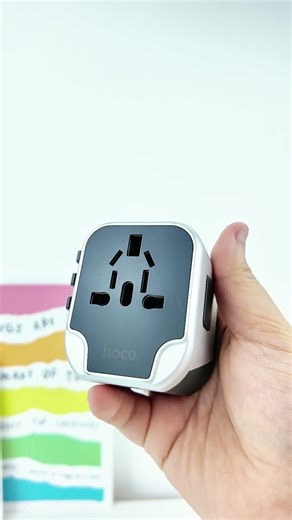 HOCO AC5 หัวแปลงปลั๊กไฟรอบโลก ระบบชิปอัจฉริยะ มีช่อง USB ใช้ได้ทุกโซน EU, UK, AUS, US