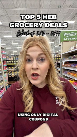 This week’s top five best grocery deals at HEB using only digital coupons to save money! (3/5 - 3/11) #heb #hebdeals #hebcouponing #couponing #coupon #digitalcouponing #couponingforbeginners #howtocoupon #couponcommunity #groceryshopping #budgetshopping savingmoney #savingmoneytips #savemoney #moneysavingtips #frugal #frugalliving #frugalshopper #frugalfinds #txfrugalfinds | Txfrugalfinds