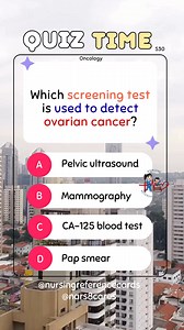 61K views · 3.5K reactions | Which screening test is used to detect ovarian cancer? * * * * * * * * #nurses #doctors #nursing #medical #nurseexam #NCLEX #nclexreview #nclexrn #registerednurse #medicaldoctor #medicine #studentlife #exam #exampreparation #nclexprep #nursingstudent #medicalstudent #RN #NMC #NGN #PNLE #NLE #USRN #RN #rnlife #nursinglife #fbreels #fypシ゚ @highlight @followers @everyone | Nursing Reference Cards | Facebook