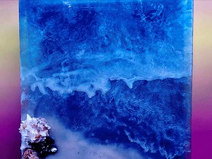 Ocean Epoxy Resin Lightbox with RGB LED Matrix Image Scroller