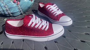 Red Glitter Sneakers for Wedding or Special Occasion, Bling Bridal Shoes, Sparkle Sneakers, Ruby Red Sneakers - Etsy