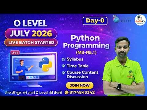 O Level New Batch July 2026 | Python Programming (M3-R5.1) | Syllabus & Course Content Discussion