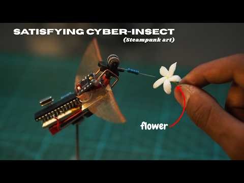 Making a Mechanical Cyber-Insect with Copper Wire & LEDs (Satisfying)