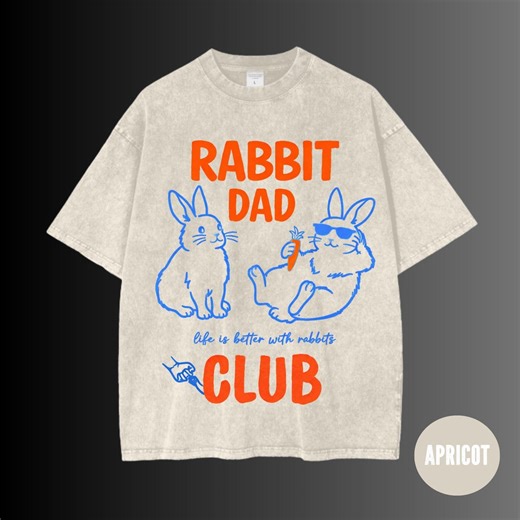 Retro Rabbit Dad Club Shirt in Acid Wash Style, Funny Rabbit Dad Tees in Distressed Design, Oversized Rabbit Shirt for Men - Etsy