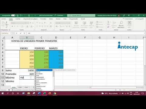 Función suma, promedio, máximo y mínimo en excel
