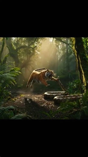 Tiger vs Python — jungle survival battle 🐅🐍#Wildlife #AnimalFight #Shorts