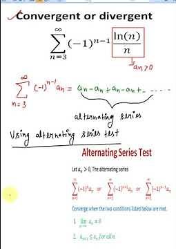 series (-1)^(n-1)ln(n)/n,convergent or divergent,alternating series test#shorts