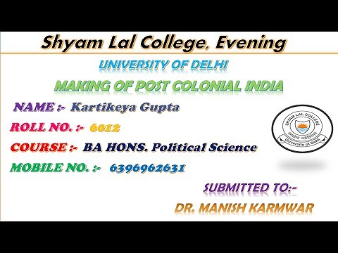 MAKING OF POST COLONIAL INDIA (1950-1990) #universityofdelhi