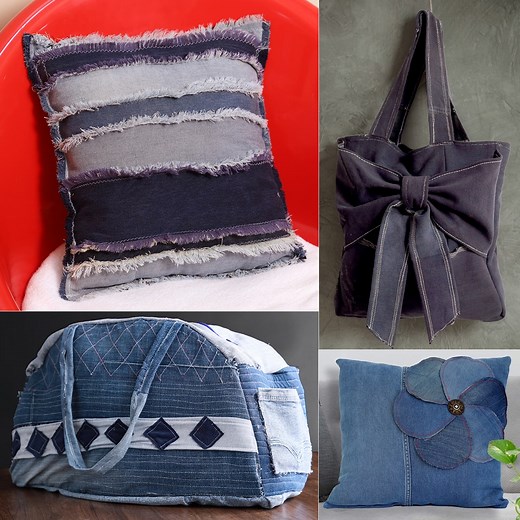 Cushion Cover DIY With Old Clothes | Jeans Purse | Good Out of Waste #HomeUseful #JeansCraft #DIYCraft #ReuseOldJeans | Hetal's Art