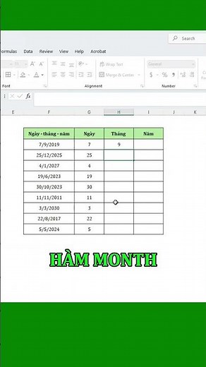 📅 Hướng dẫn tách ngày – tháng – năm siêu nhanh bằng các hàm Excel cơ bản:=DAY(), =MONTH(), =YEAR()