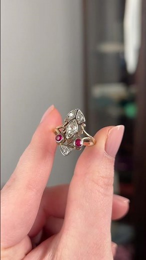 Retro Synthetic Ruby and Diamond Ring #retro #vintagejewelry #shorts