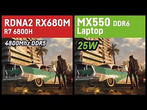 Radeon RX 680M (RDNA 2) vs MX550 DDR6 (25W) // Laptop