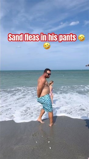 Sand fleas in his pants at beach! Lol #beach #fyp #funny #fishing