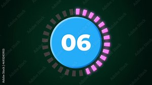 Countdown clock timer animation motion graphics movement 10 seconds introduction visual effect abstract modern technology background universal 4K pink blue dark green