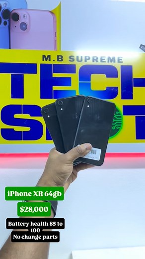 iPhone XR 64gb Battery health 85 to 100 Fully unlocked Fully functional No change parts Comes with usb $28,000 | TECH_SPOT_Ja