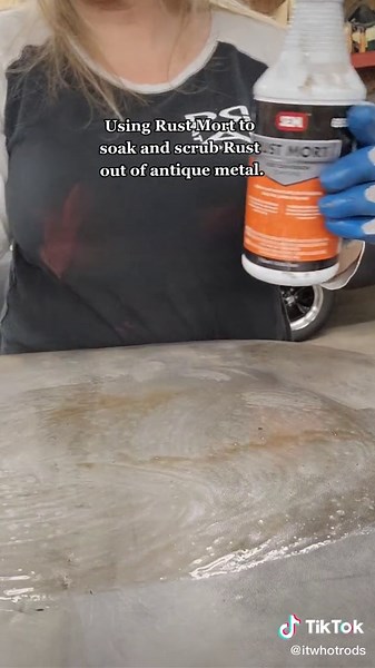 Using Rust Mort to remove rust. #antiquiquemetal #gotrust #carbuilding #carhack #rustremoval #projectcar